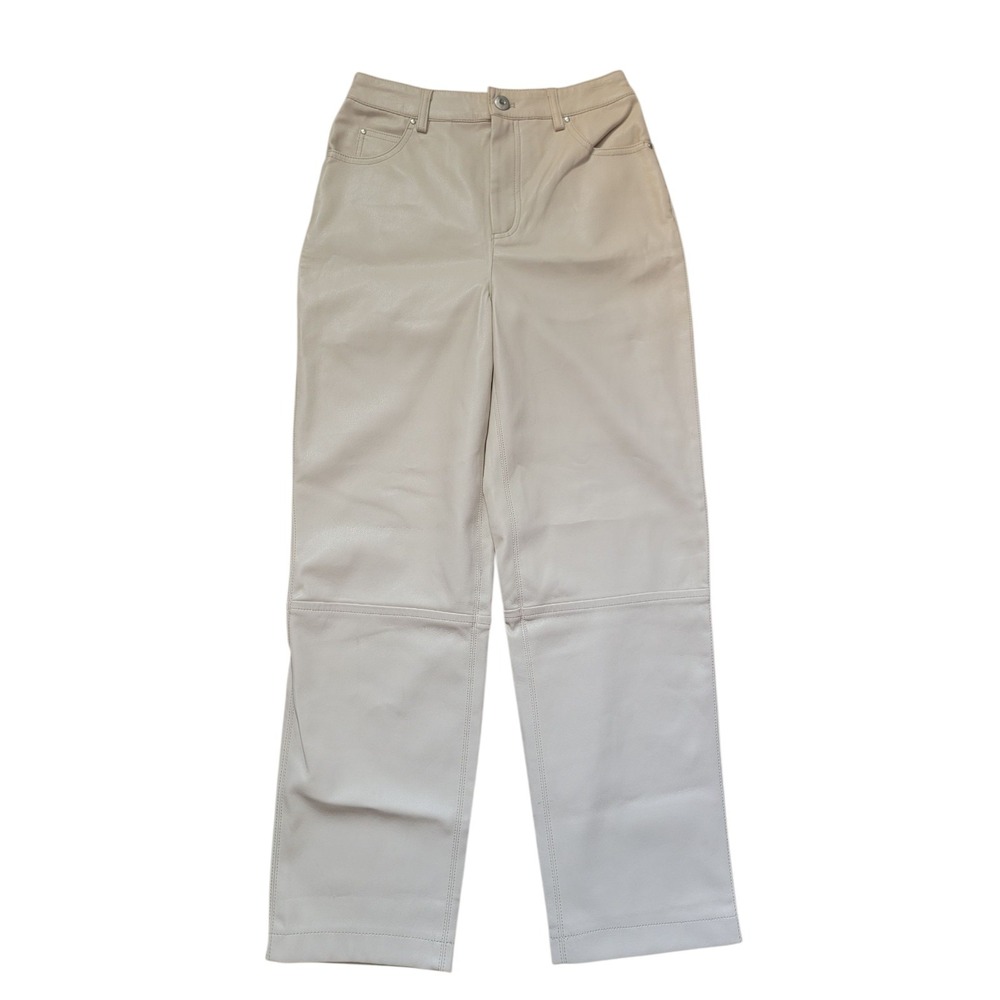 NWT Ted Baker Faux Leather Tan Cream Pants 0 ***small Flaw***